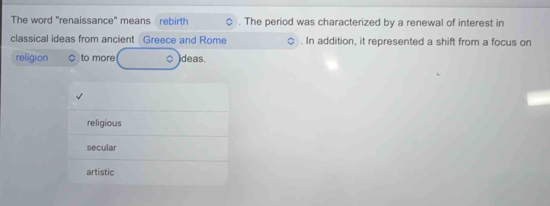 the word enaissance\ means rebirth. the period was characterized by a r…