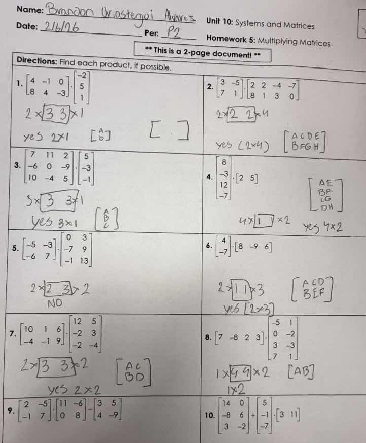 name: date: per: unit 10: systems and matrices homework 5: multiplying …