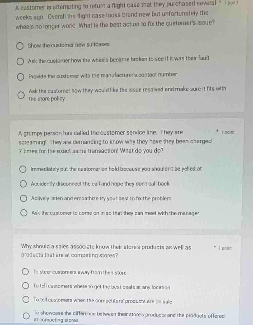 a customer is attempting to return a flight case that they purchased se…