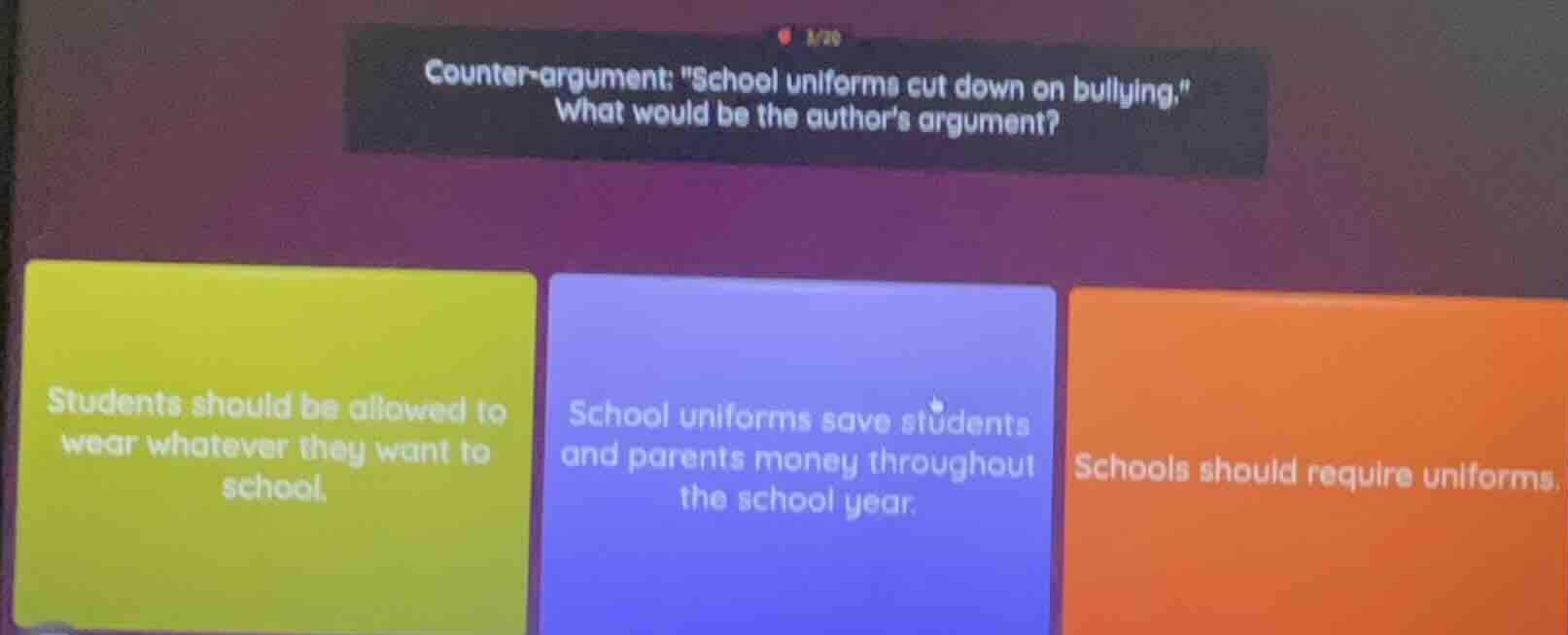 counter - argument: \school uniforms cut down on bullying.\ what would …