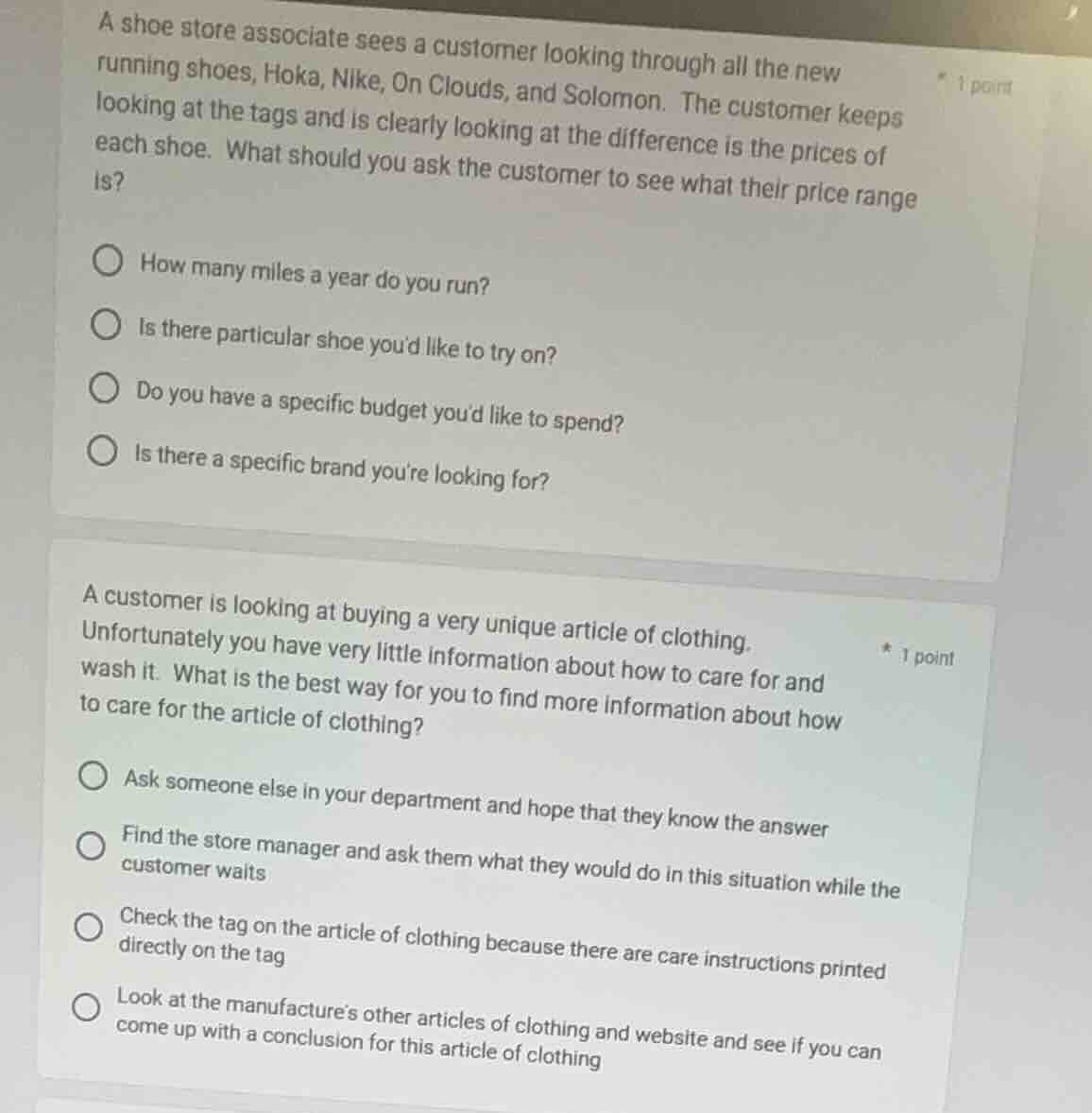 a shoe store associate sees a customer looking through all the new runn…