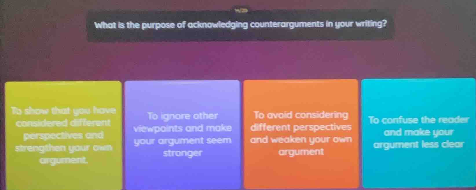 what is the purpose of acknowledging counterarguments in your writing? …