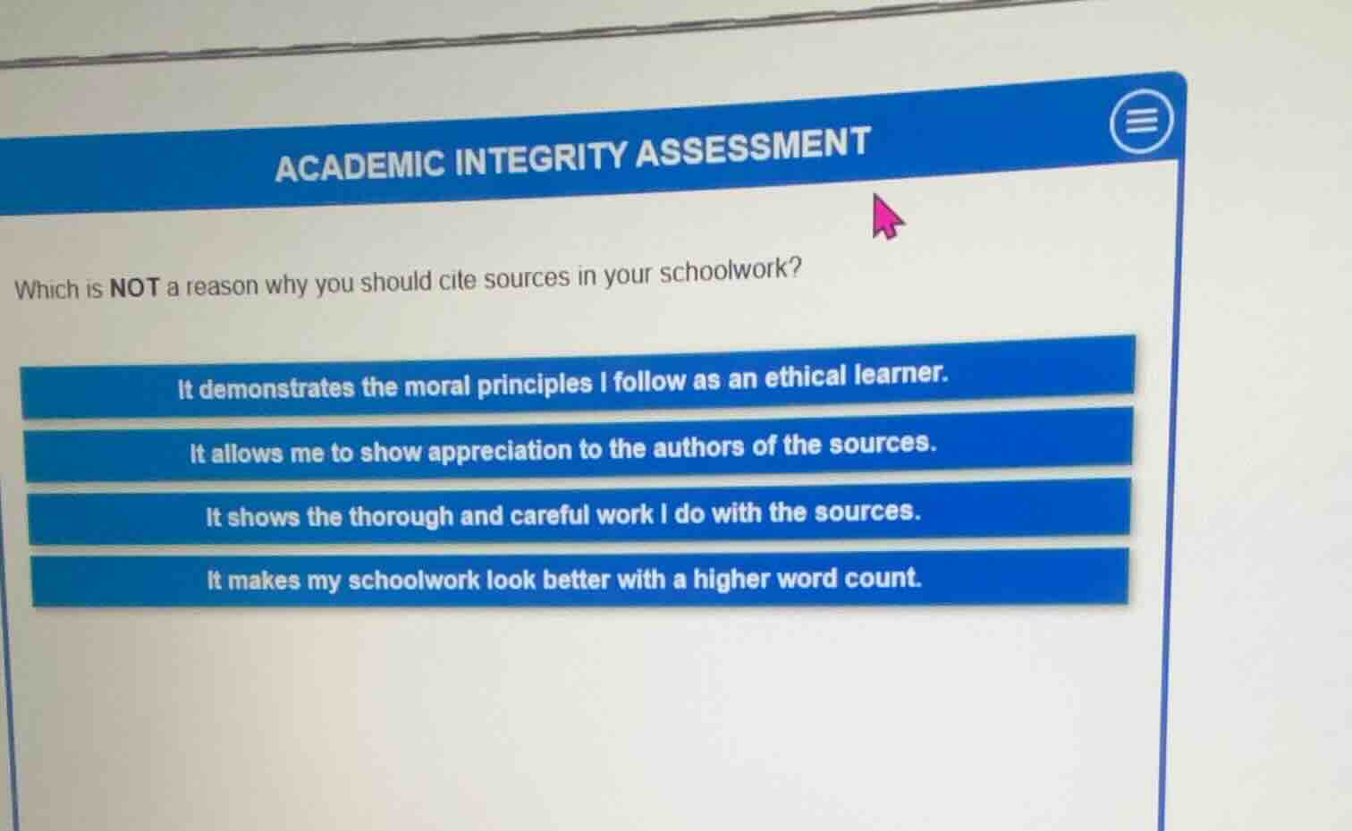 academic integrity assessment which is not a reason why you should cite…