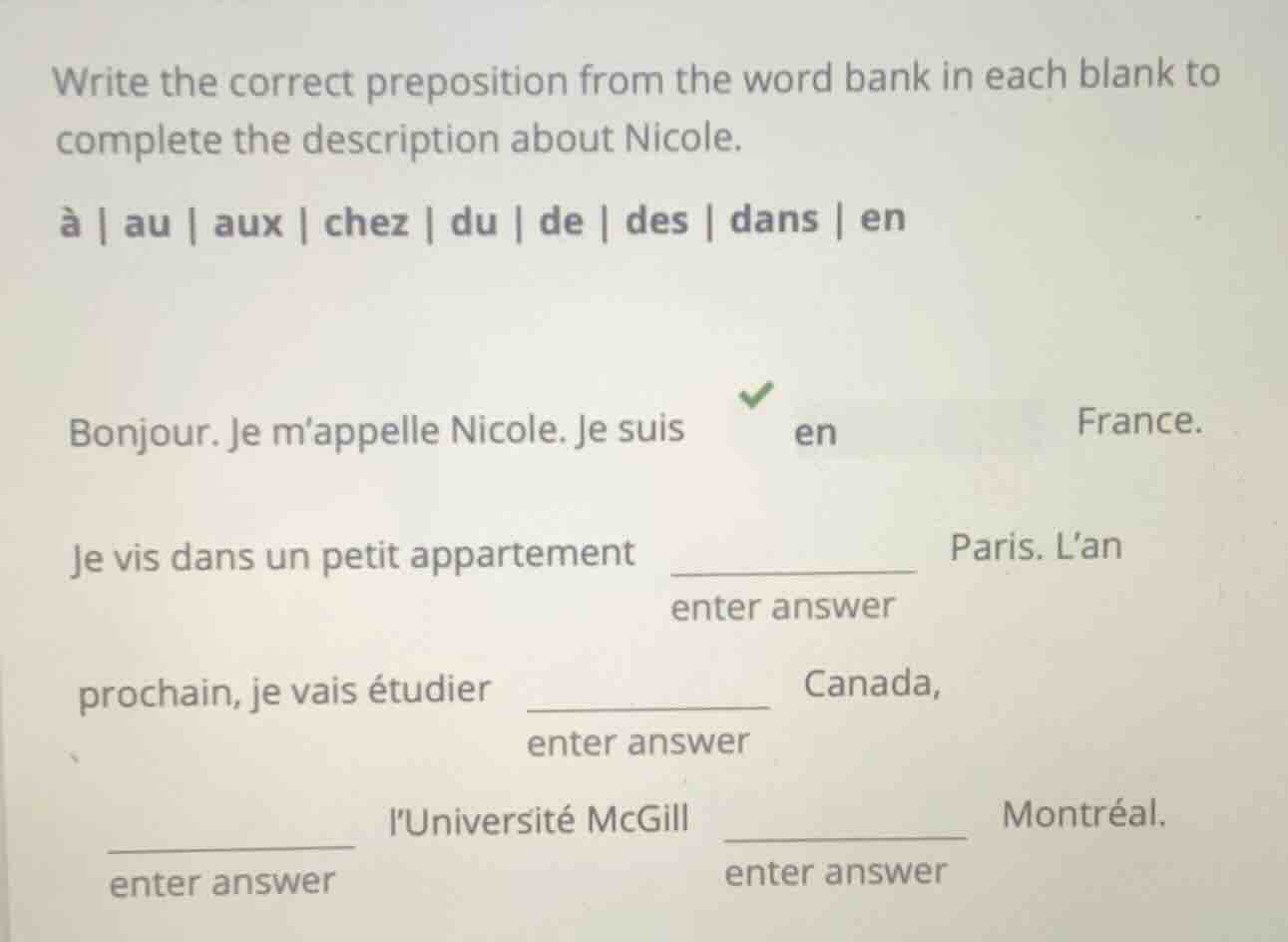 write the correct preposition from the word bank in each blank to compl…
