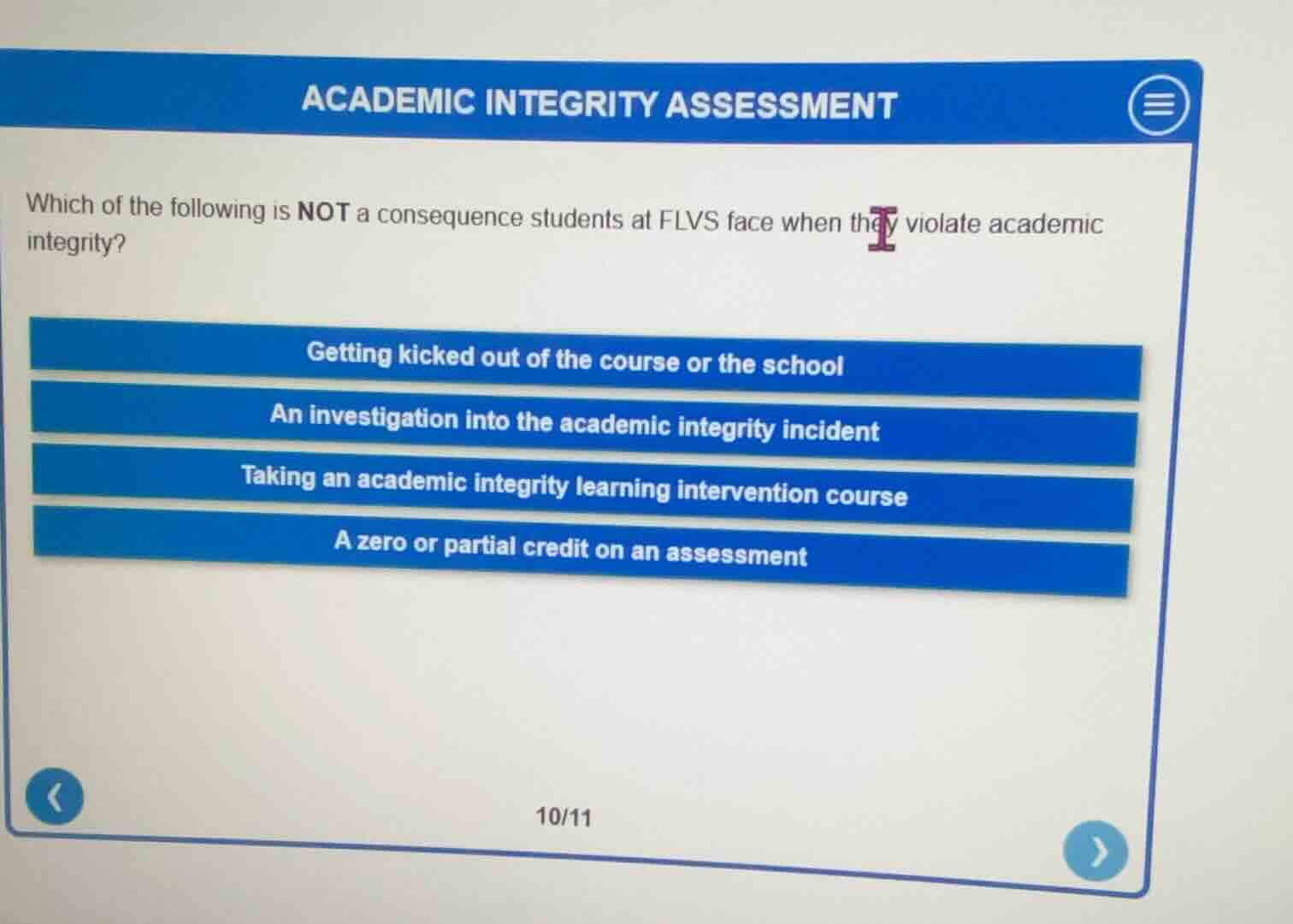 academic integrity assessment which of the following is not a consequen…