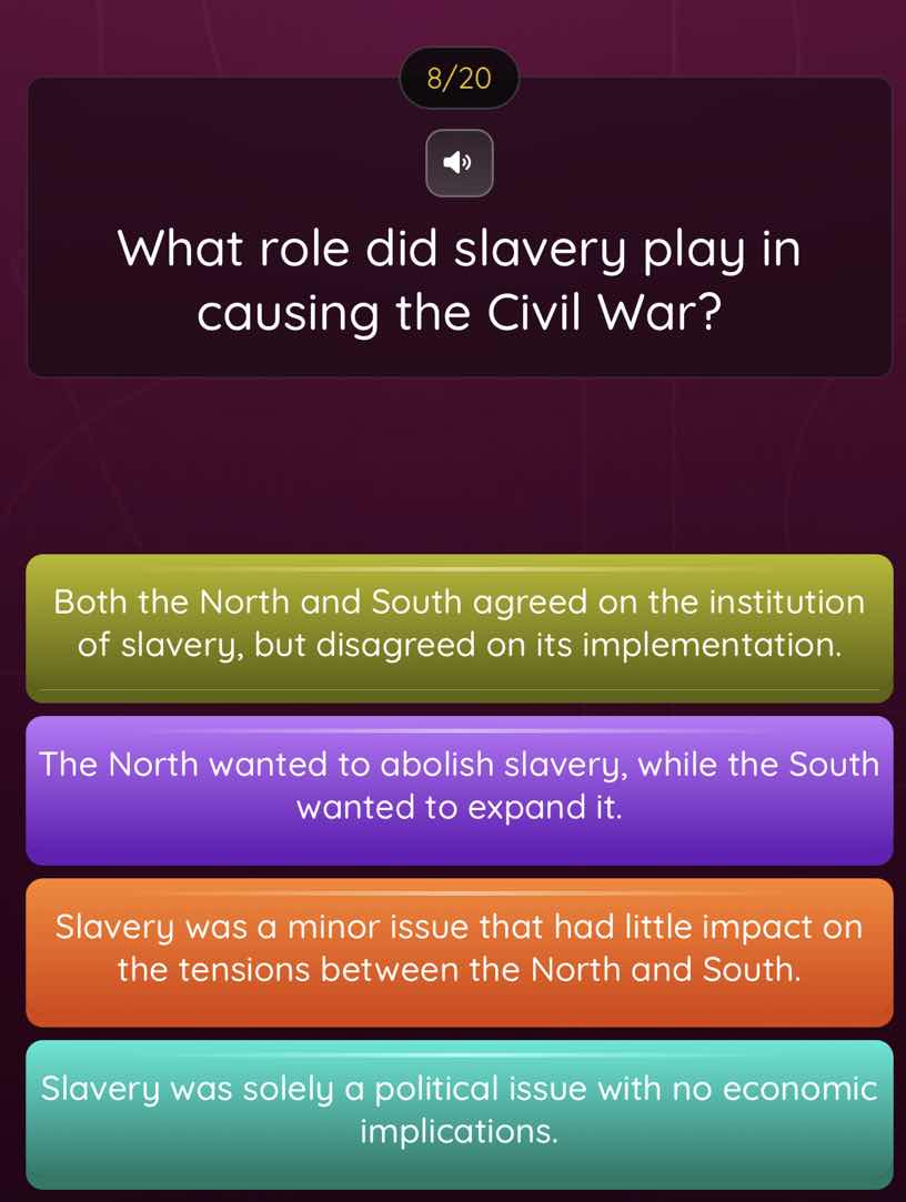 what role did slavery play in causing the civil war? both the north and…
