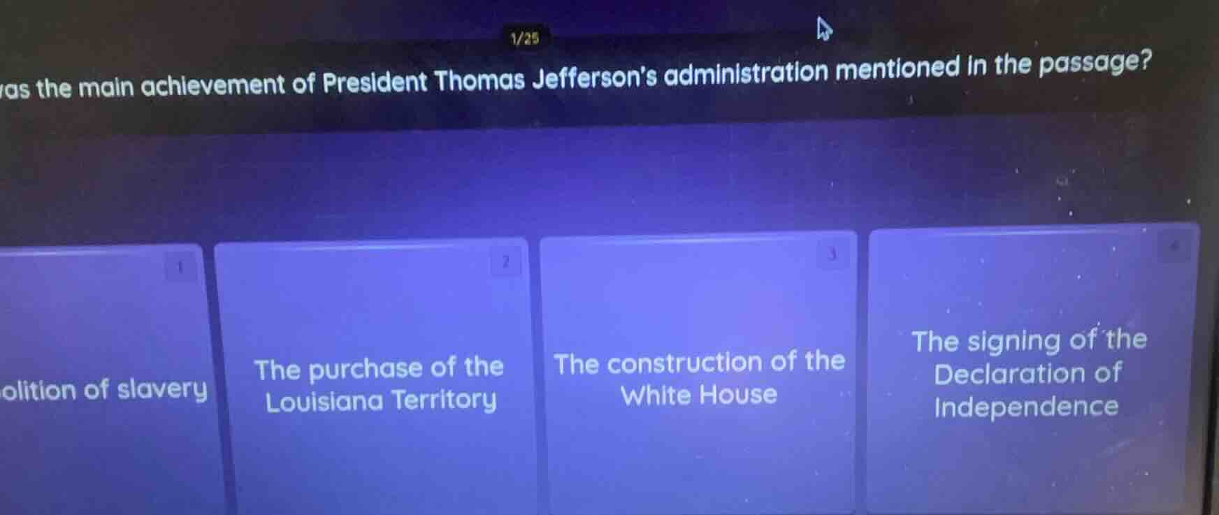 was the main achievement of president thomas jeffersons administration …