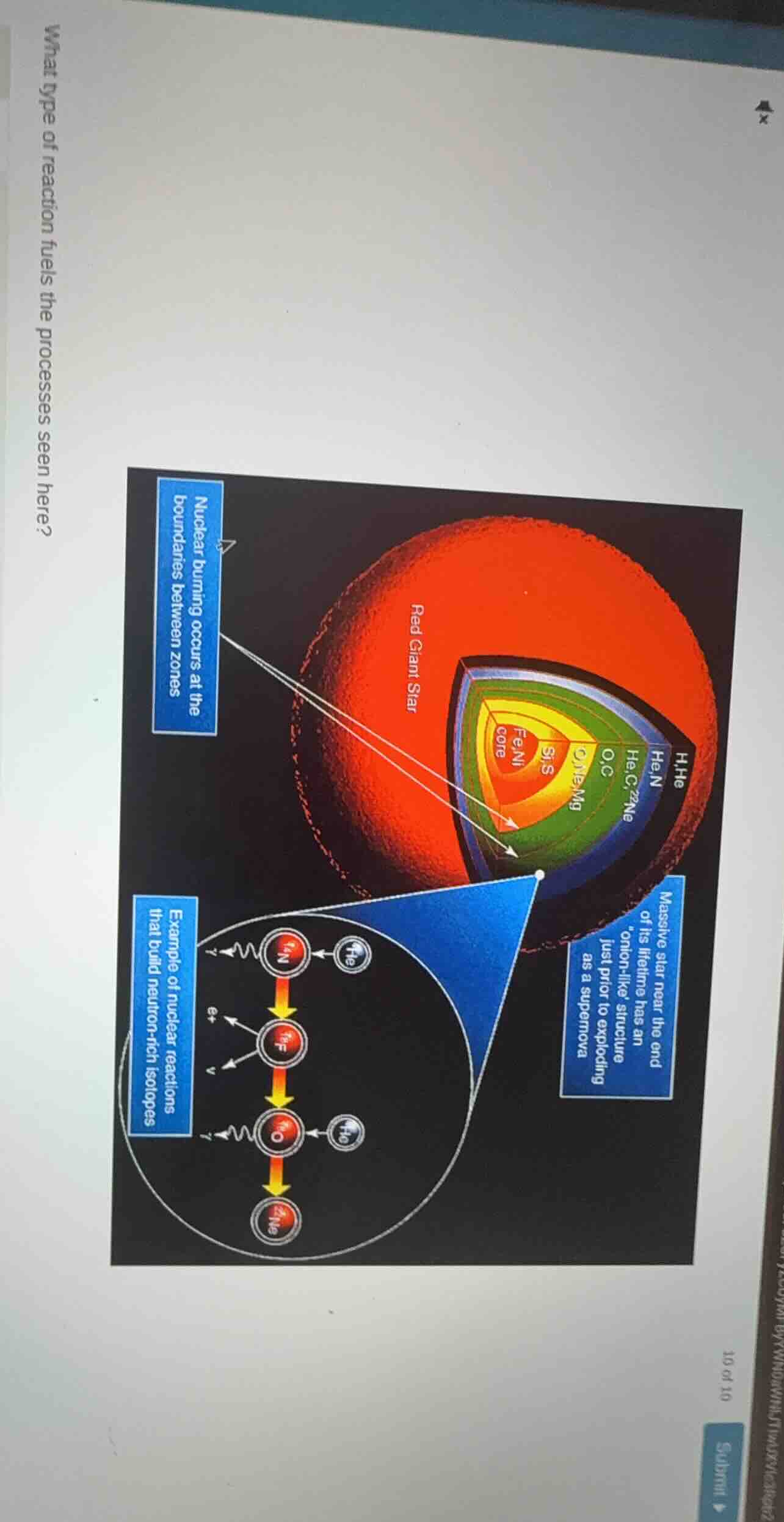 what type of reaction fuels the processes seen here? nuclear burning oc…
