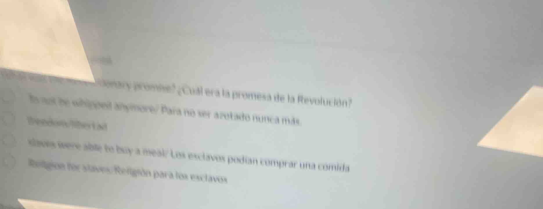 ¿cuál era la promesa de la revolución? to not be whipped anymore/ para …