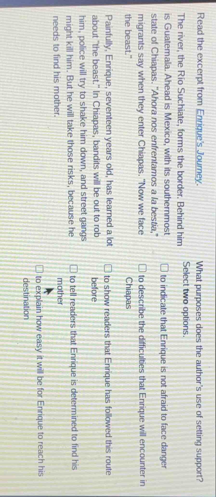 read the excerpt from enriques journey. the river, the rio suchiate, fo…