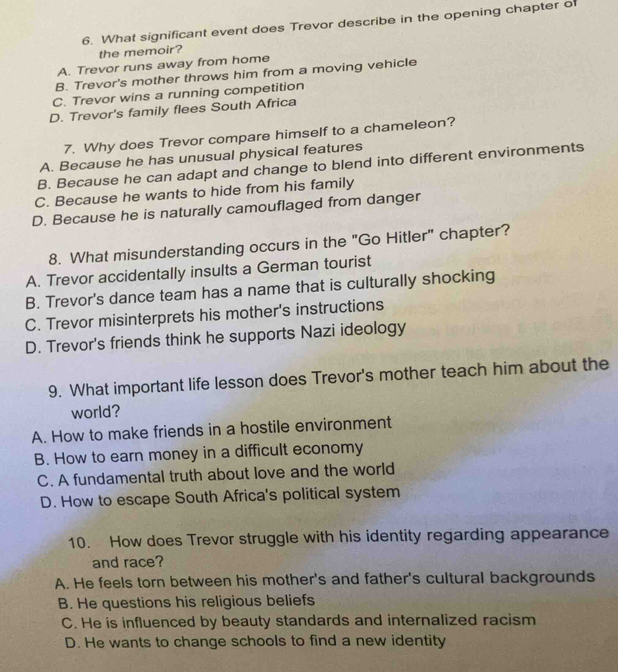 6. what significant event does trevor describe in the opening chapter o…