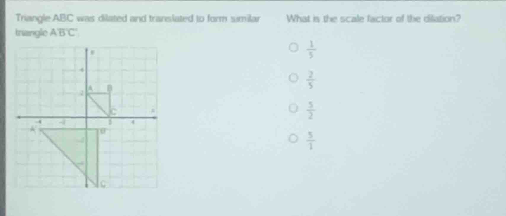 triangle abc was dilated and translated to form similar triangle abc. w…