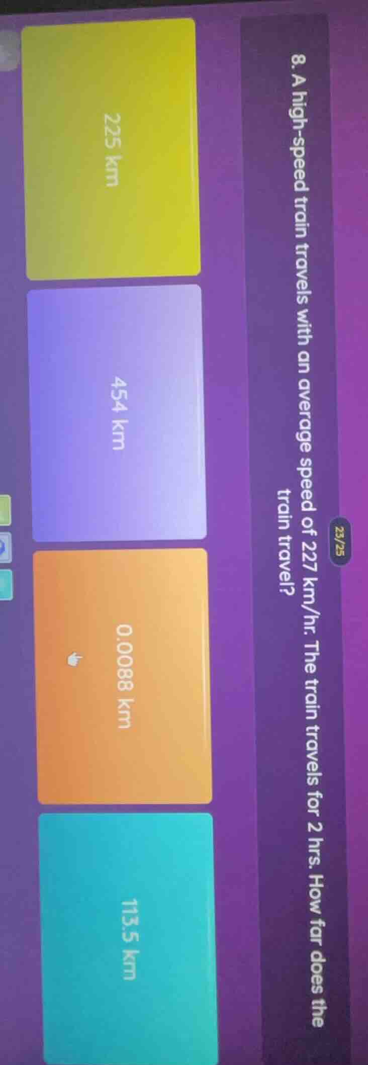 8. a high - speed train travels with an average speed of 227 km/hr. the…