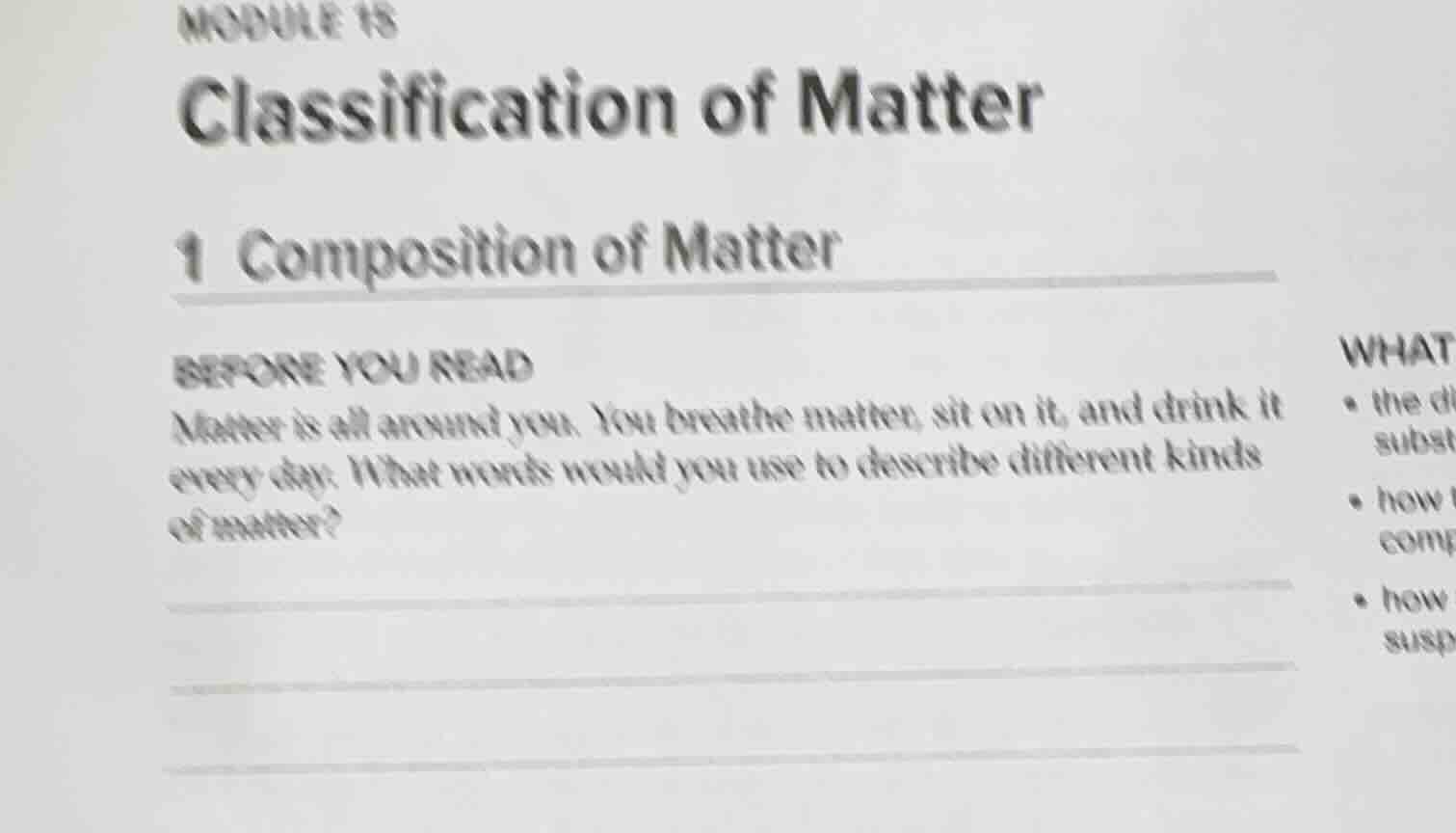 module 18 classification of matter 1 composition of matter before you r…