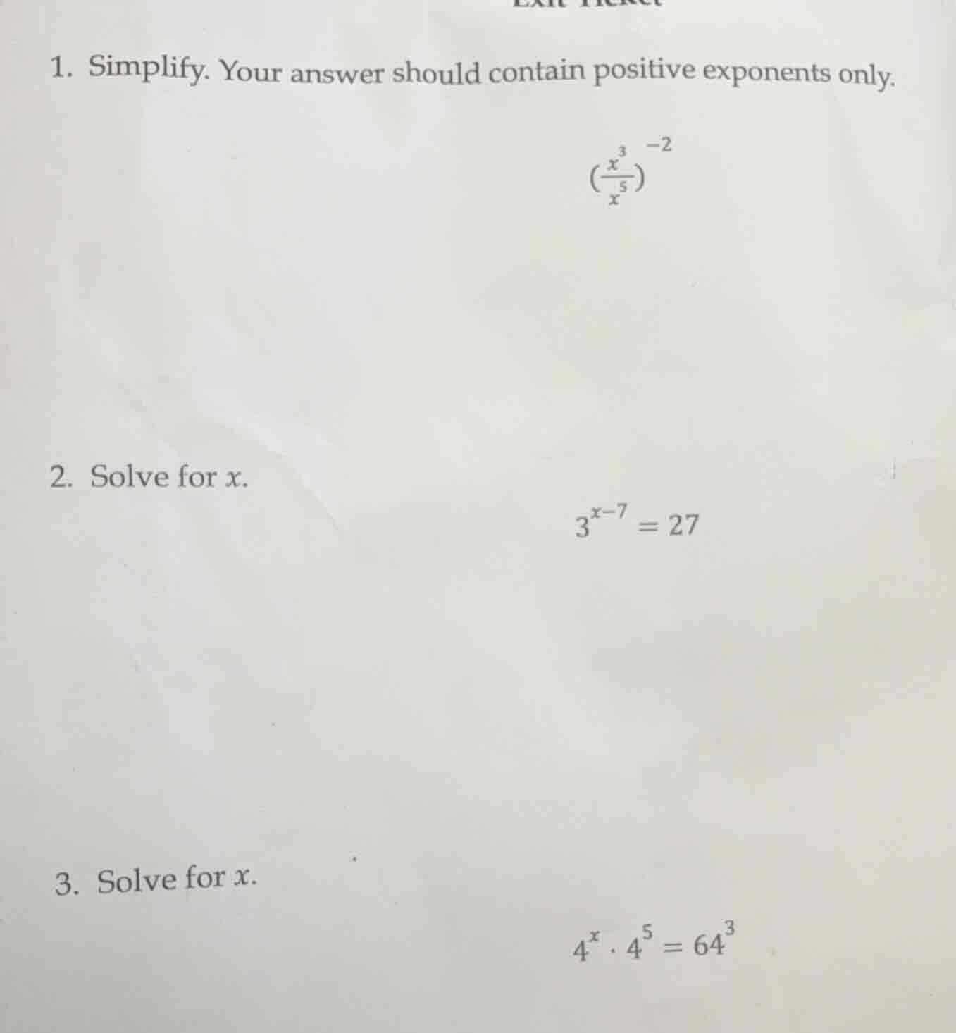 1. simplify. your answer should contain positive exponents only. \\(\\l…