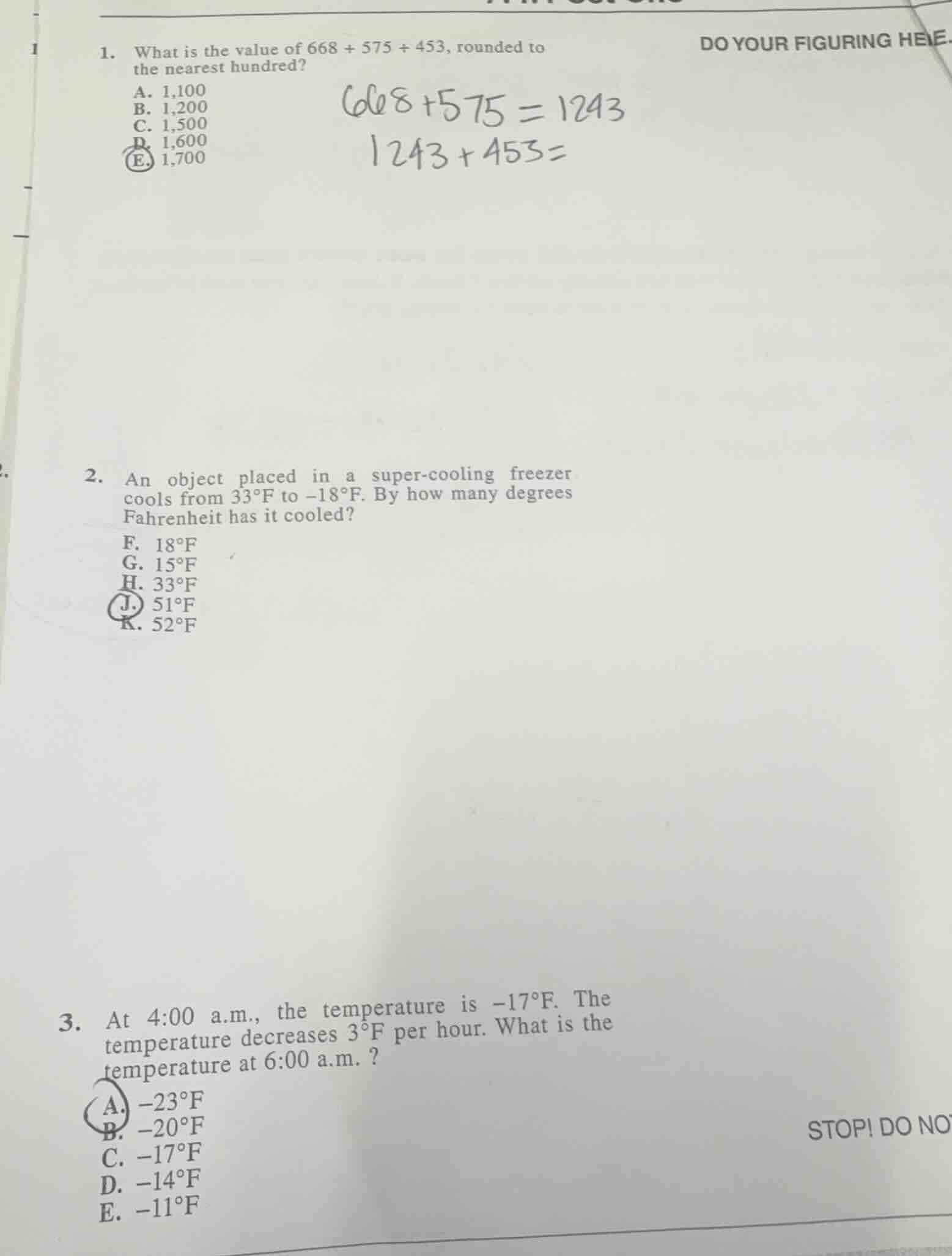 1. what is the value of 668 + 575 + 453, rounded to the nearest hundred…