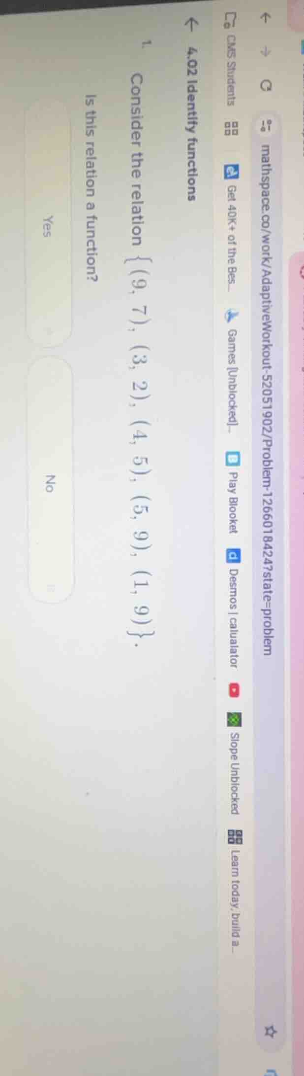 1. consider the relation \\{ (9, 7), (3, 2), (4, 5), (5, 9), (1, 9)\\}.…