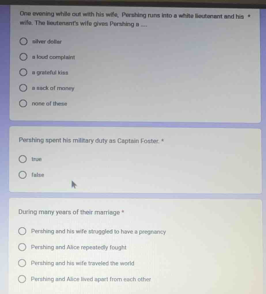 one evening while out with his wife, pershing runs into a white lieuten…