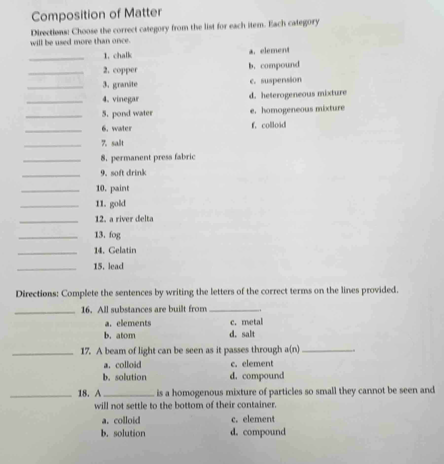 composition of matter directions: choose the correct category from the …