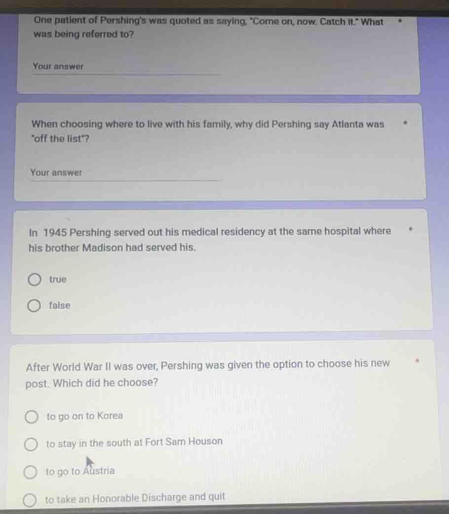 one patient of pershings was quoted as saying, \come on, now. catch it.…