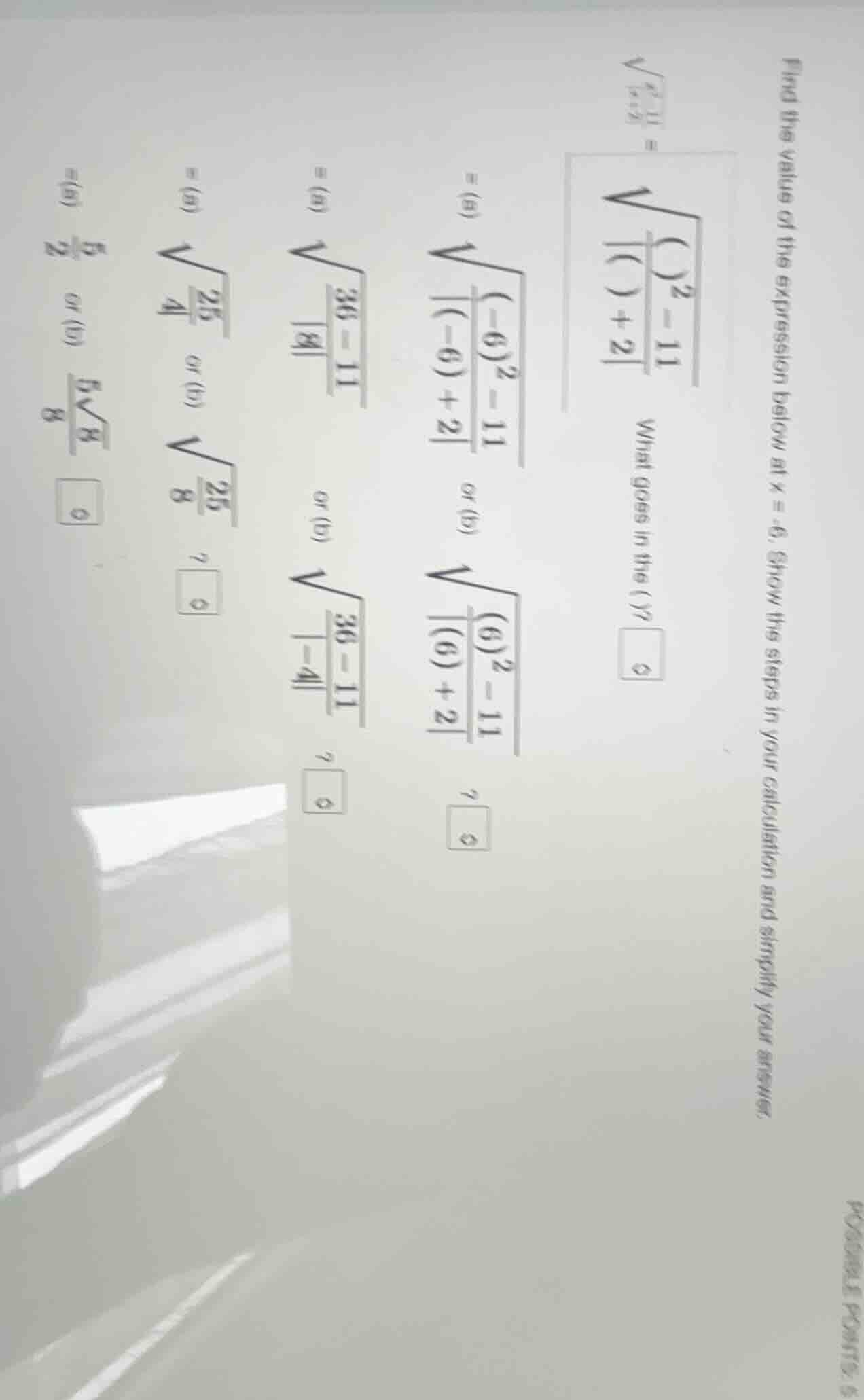 find the value of the expression below at x = -6. show the steps in you…