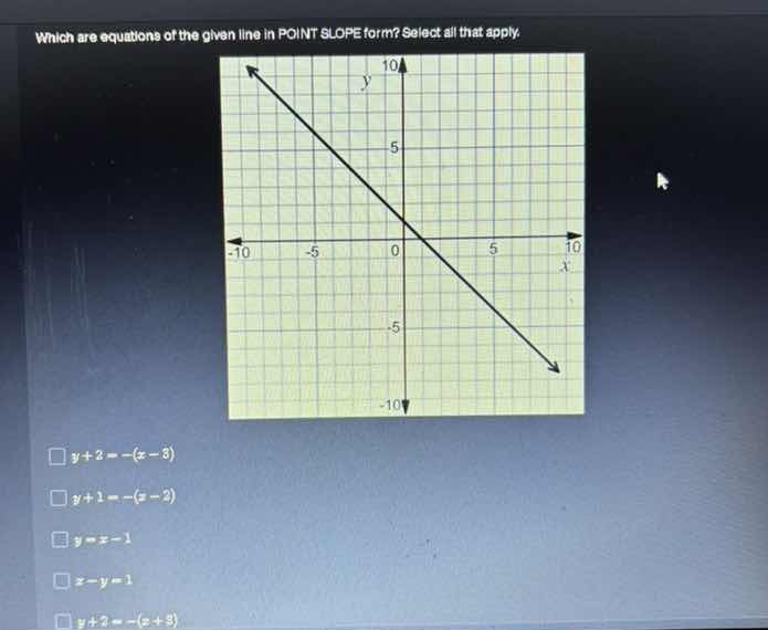 which are equations of the given line in point slope form? select all t…