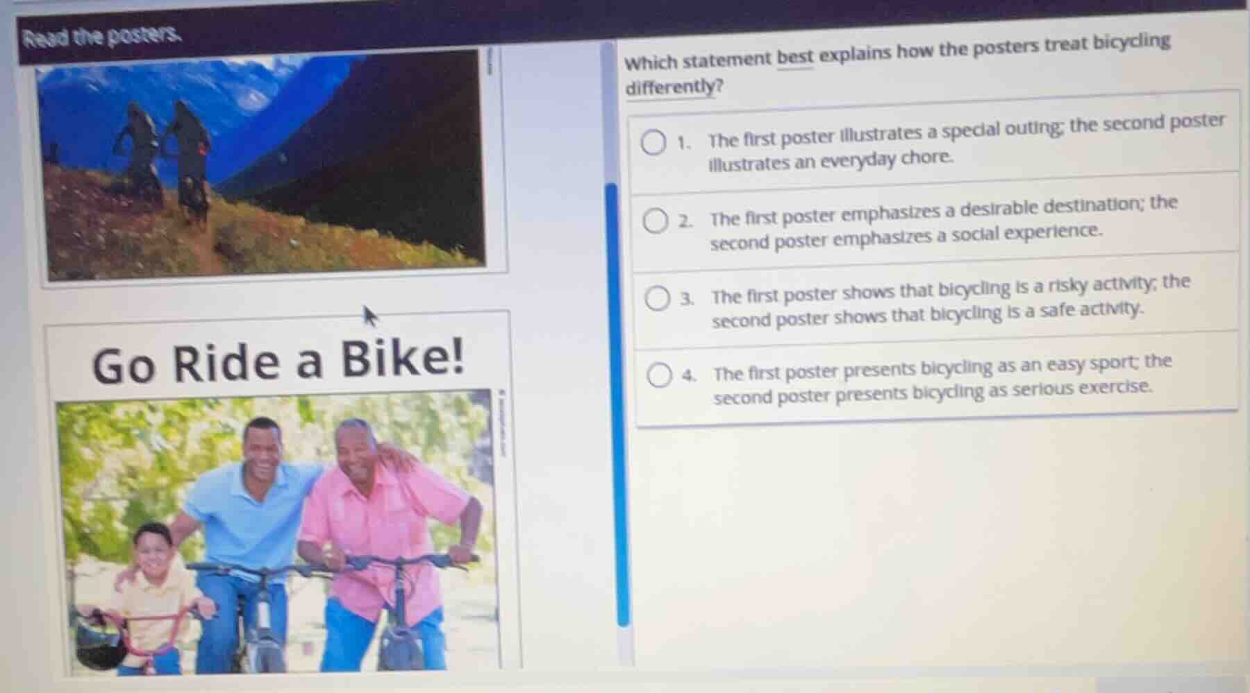 read the posters. which statement best explains how the posters treat b…