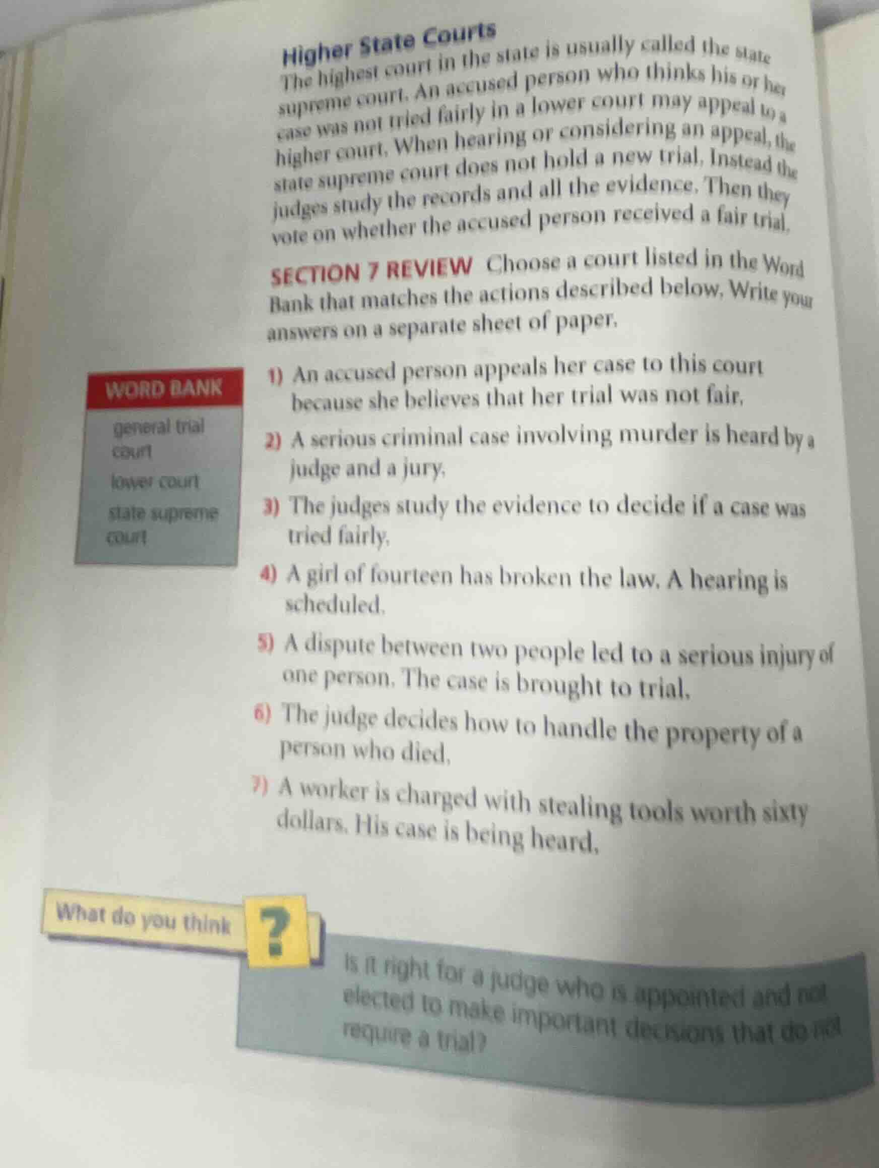 higher state courts the highest court in the state is usually called th…