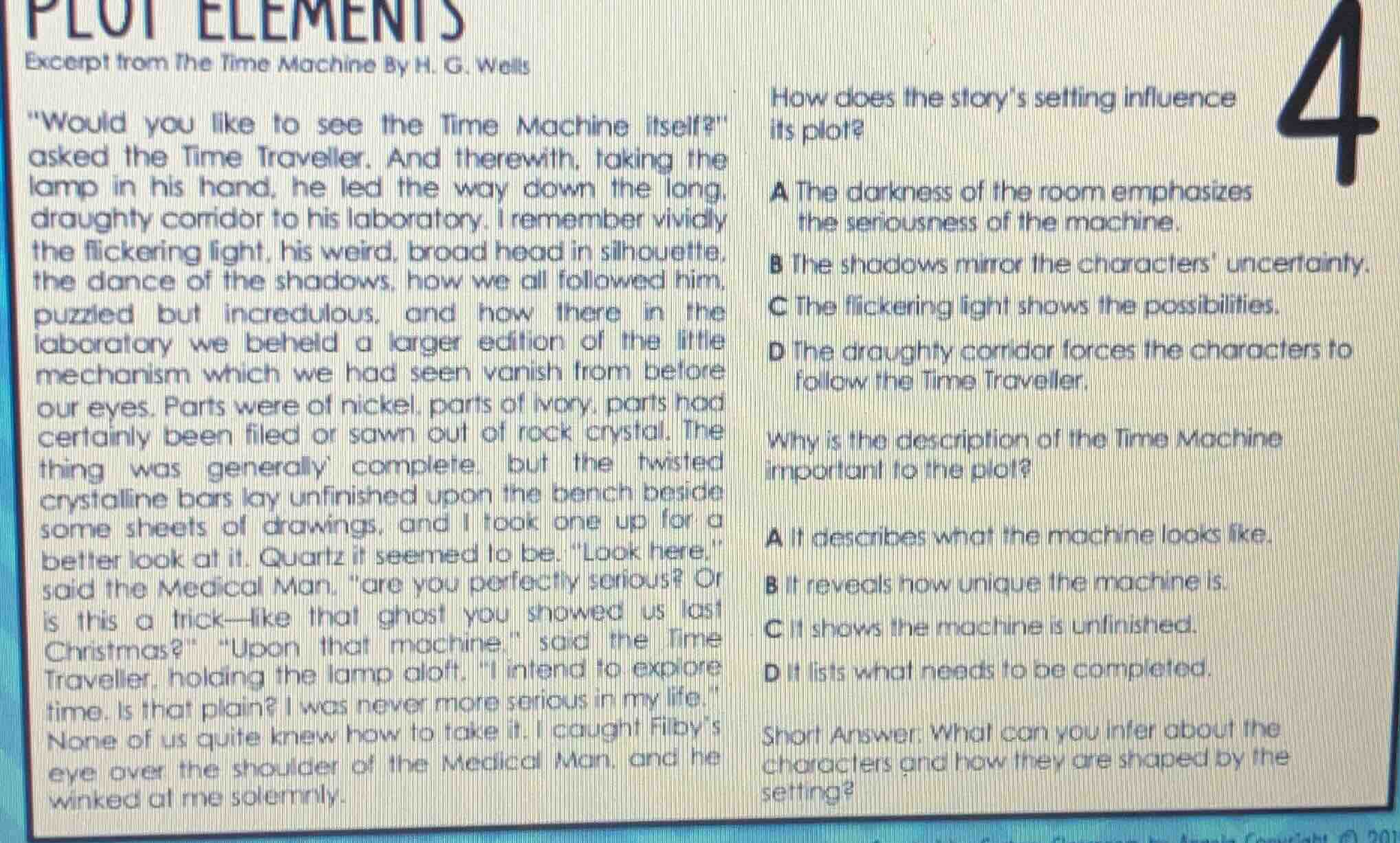 plot elements excerpt from the time machine by h. g. wells \would you l…