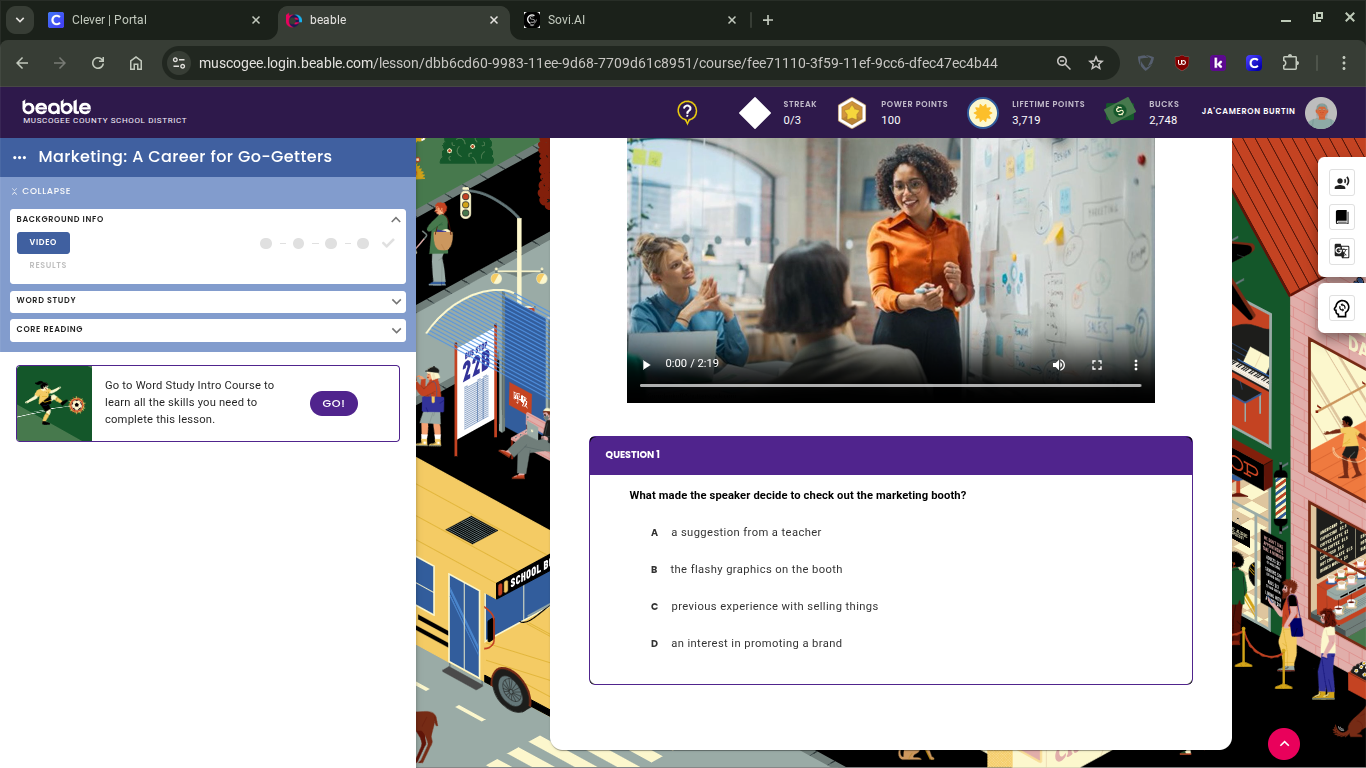 question 1 what made the speaker decide to check out the marketing boot…