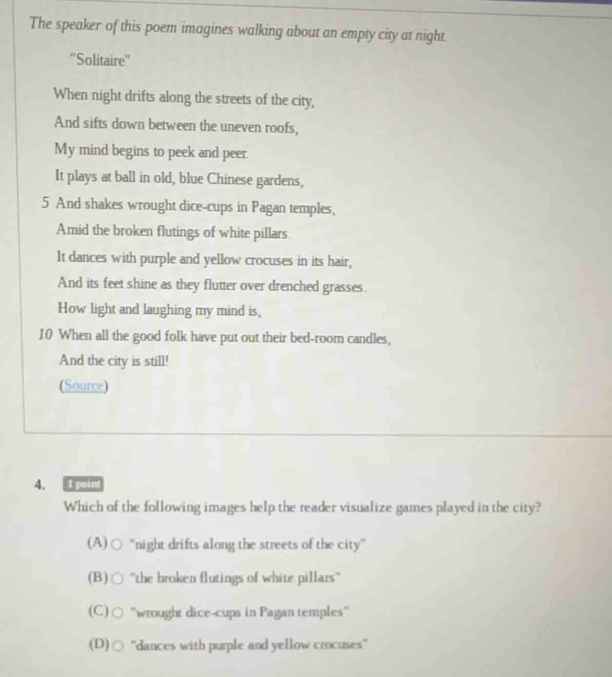 the speaker of this poem imagines walking about an empty city at night …
