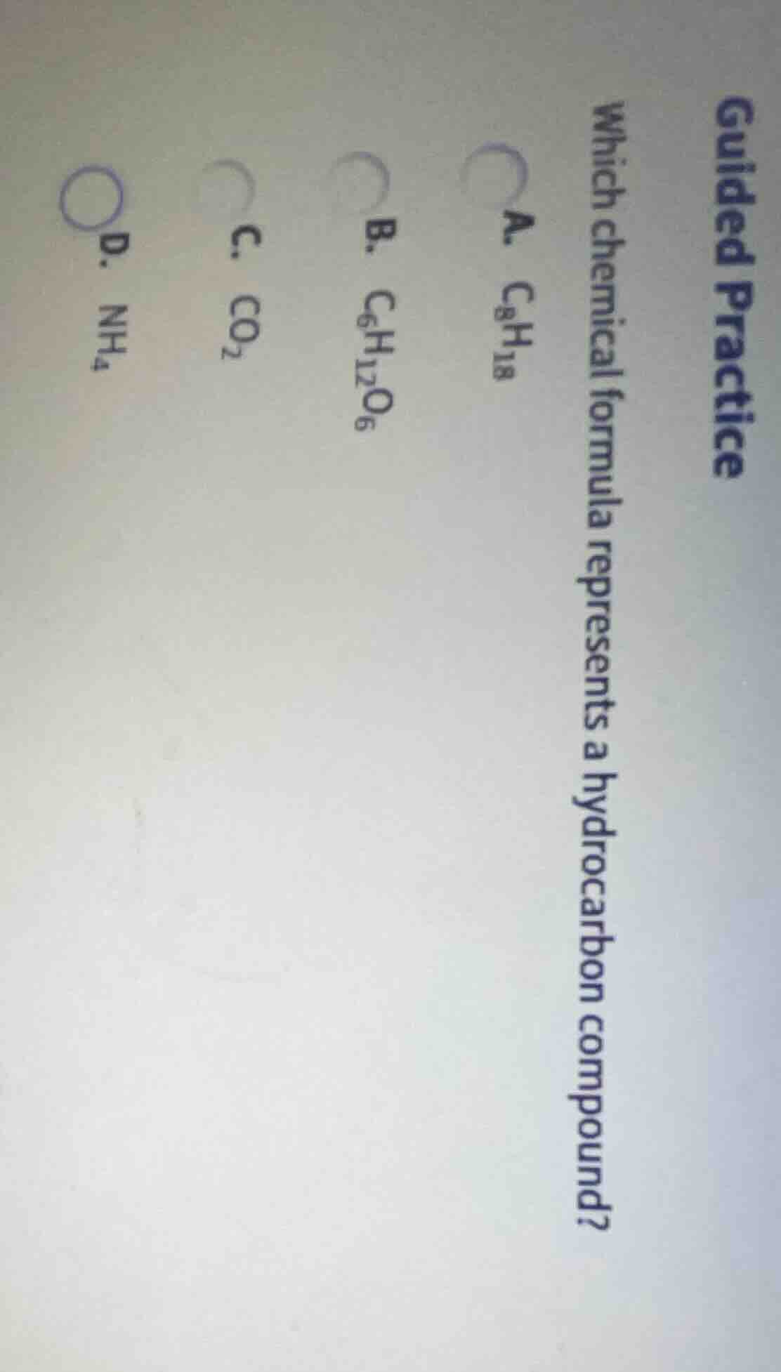 guided practice which chemical formula represents a hydrocarbon compoun…