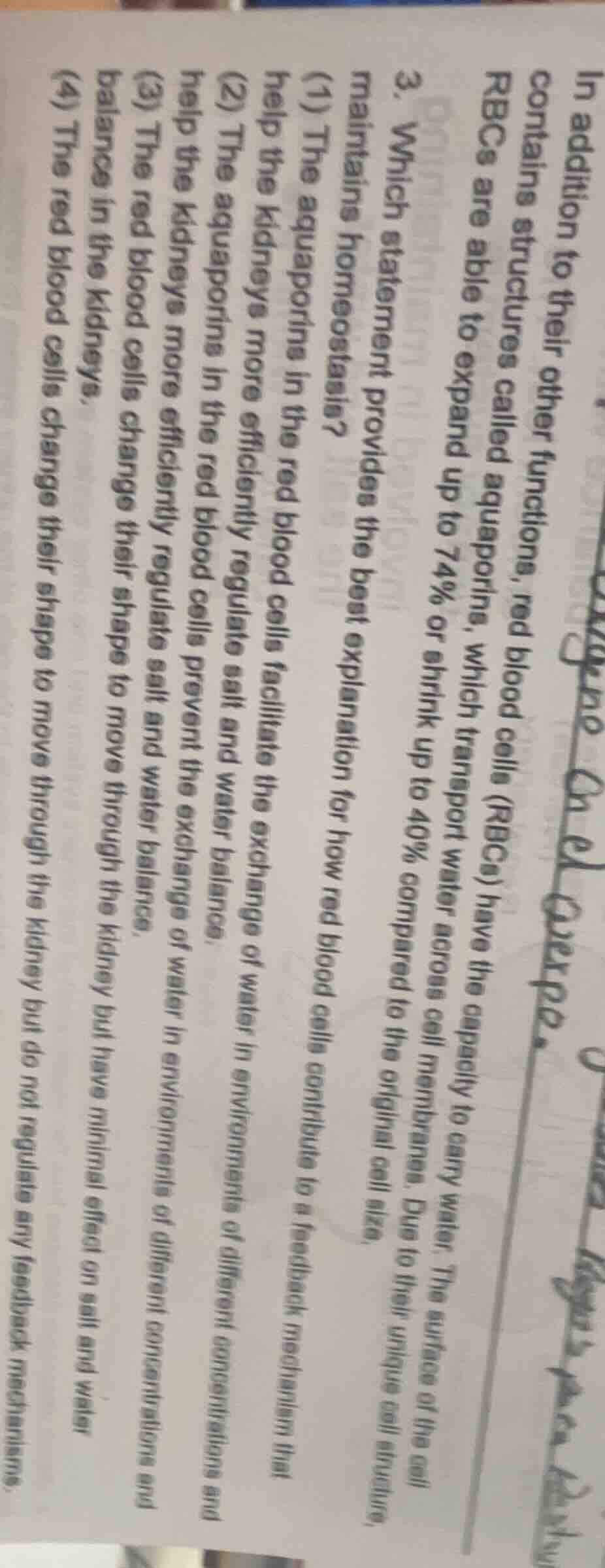 in addition to their other functions, red blood cells (rbcs) have the c…