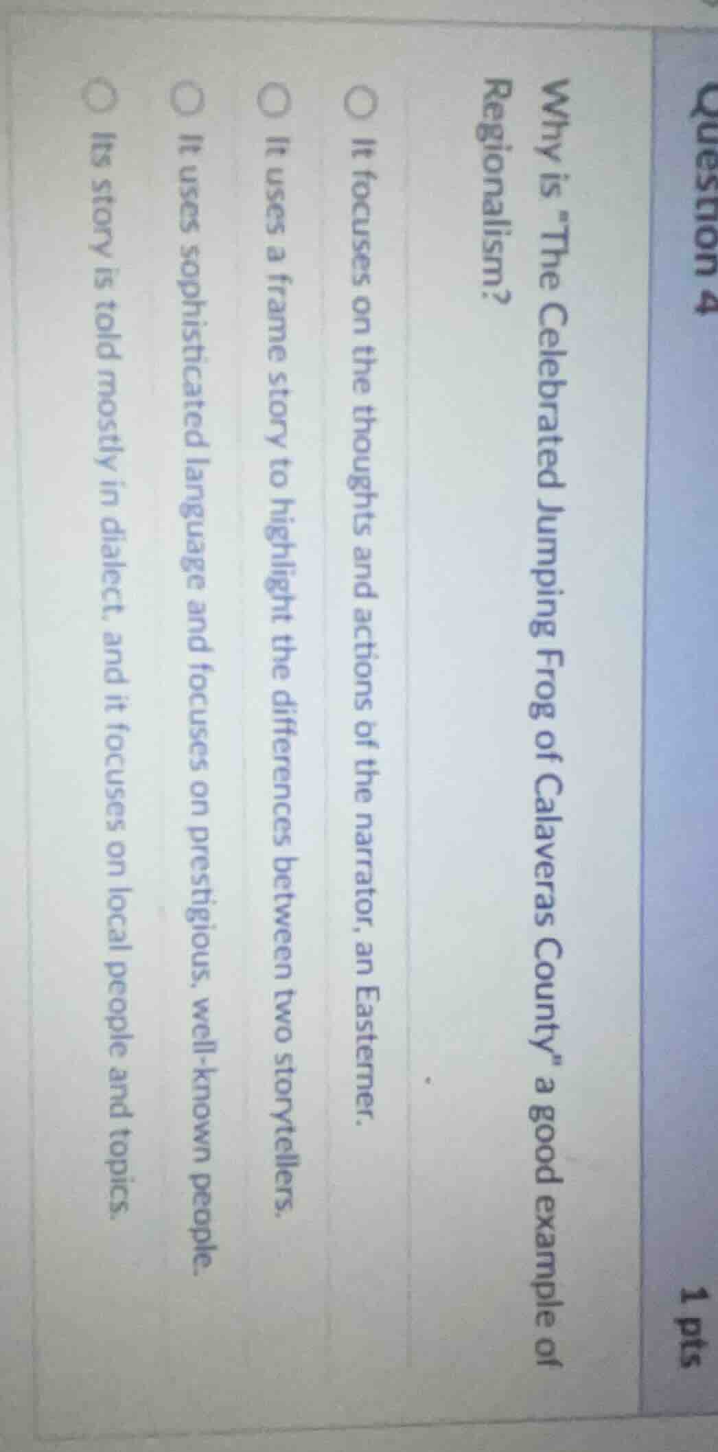 question 4 why is \the celebrated jumping frog of calaveras county\ a g…