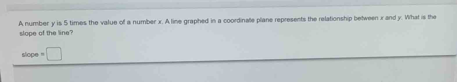 a number y is 5 times the value of a number x. a line graphed in a coor…