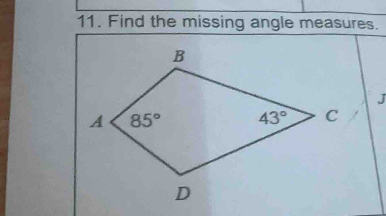 11. find the missing angle measures.