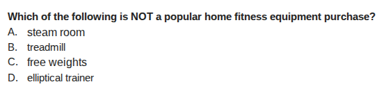which of the following is not a popular home fitness equipment purchase…
