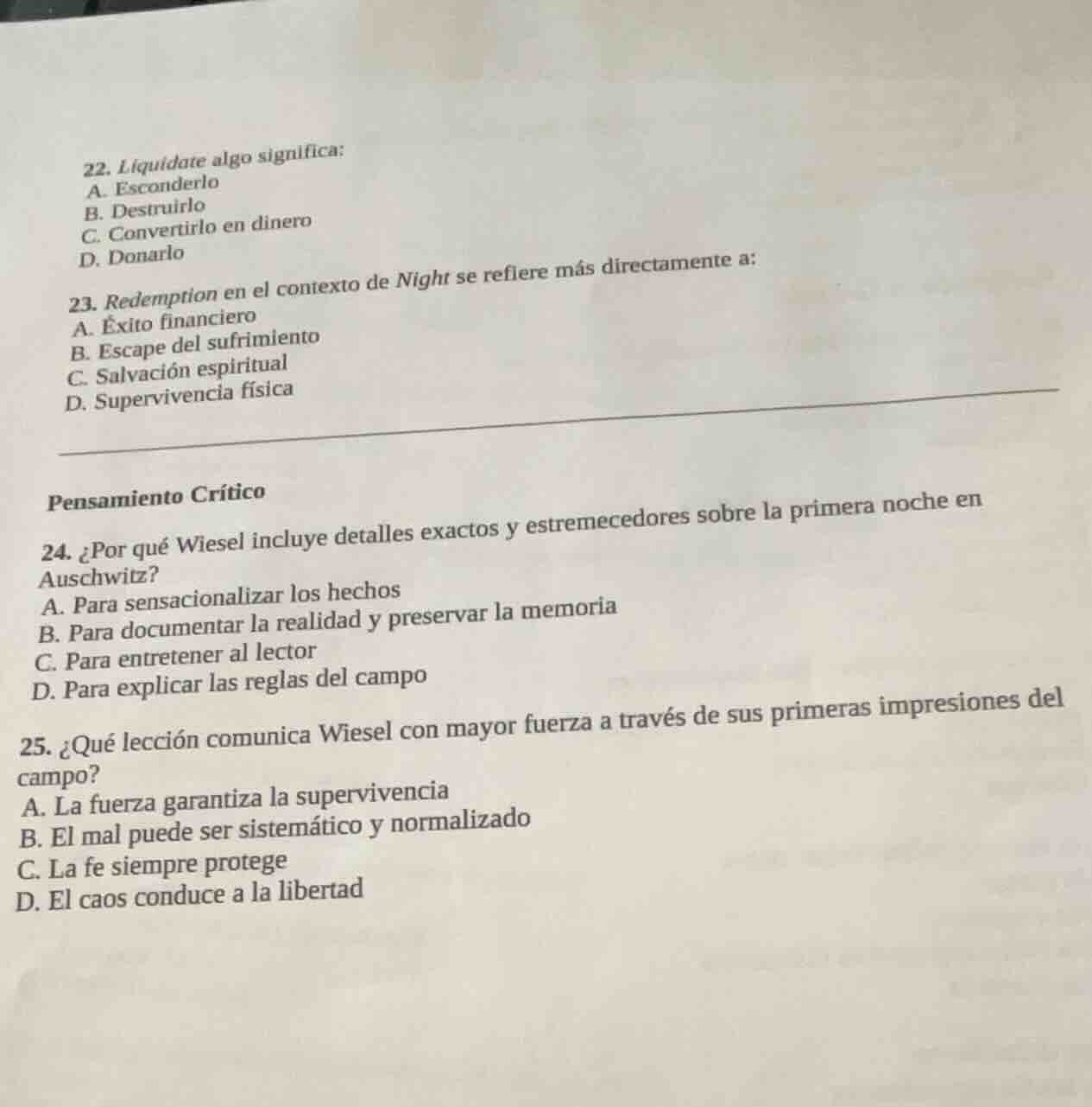 22. liquidate algo significa: a. esconderlo b. destruirlo c. convertirl…