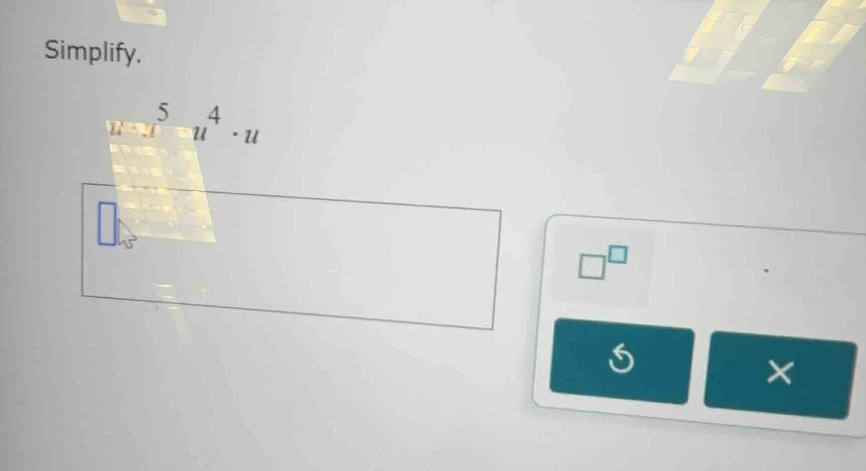 simplify. $u cdot u^5 cdot u^4 cdot u$