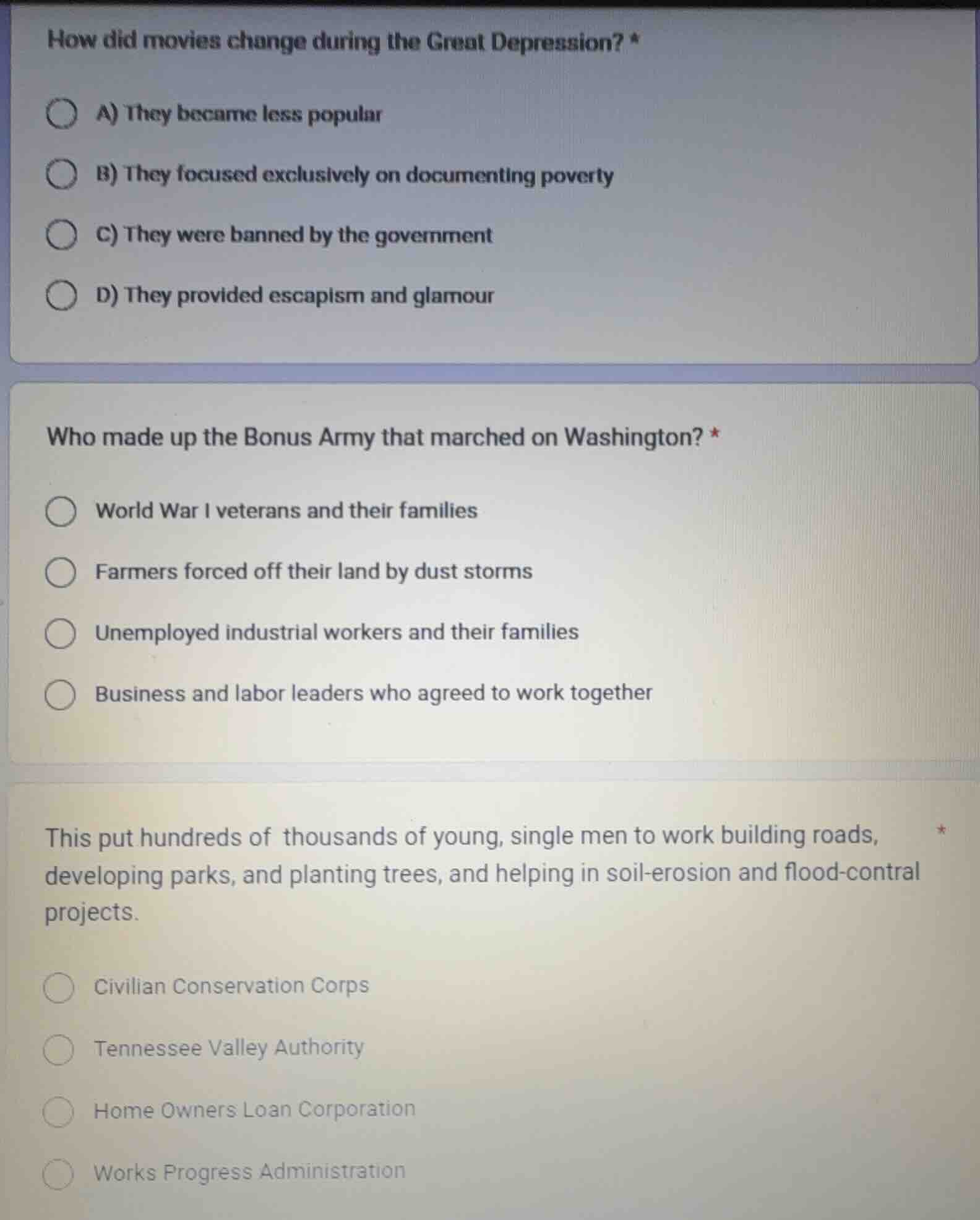 how did movies change during the great depression? * a) they became les…
