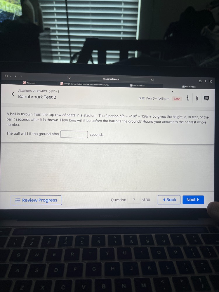 a ball is thrown from the top row of seats in a stadium. the function $…