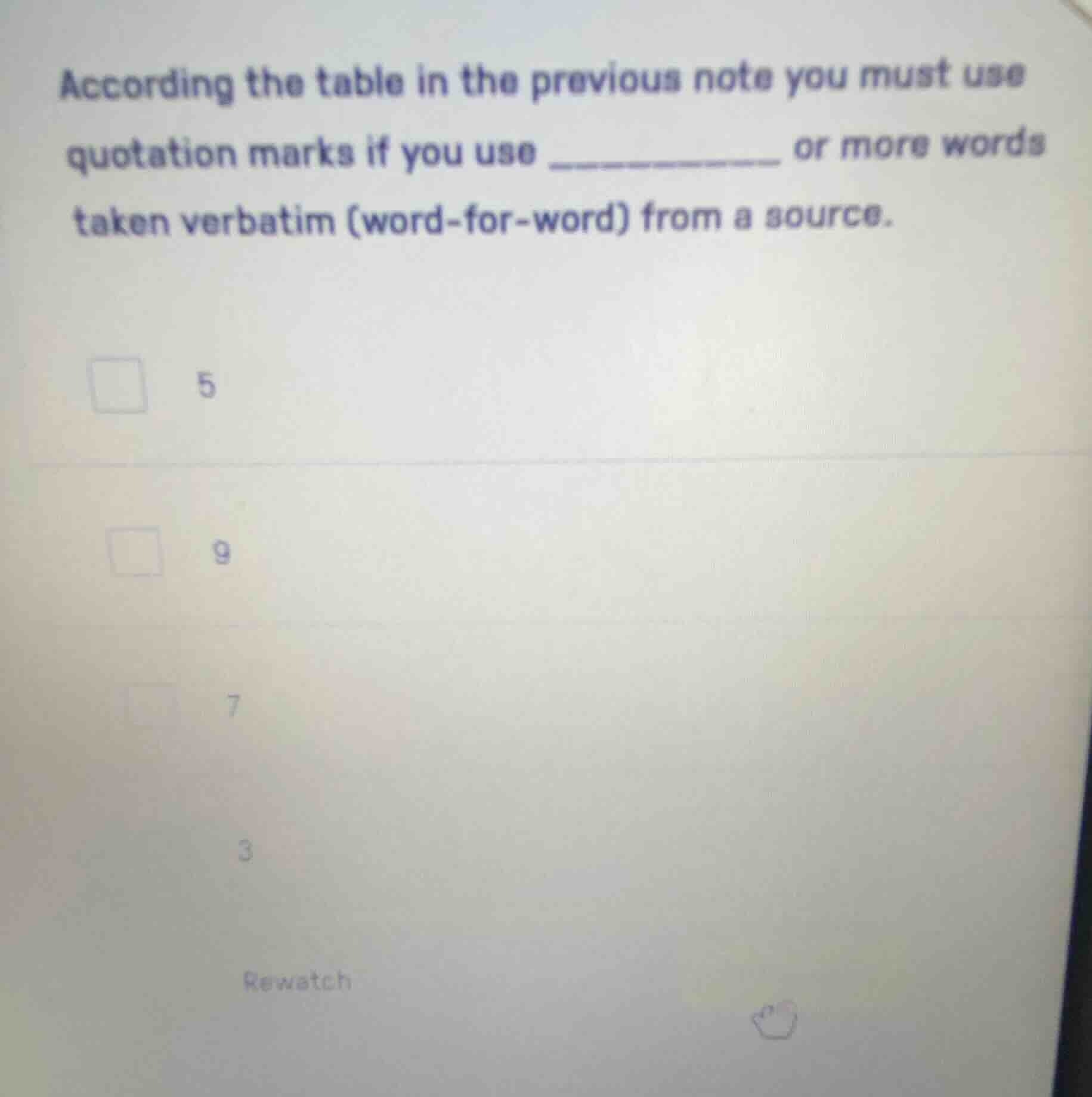 according the table in the previous note you must use quotation marks i…