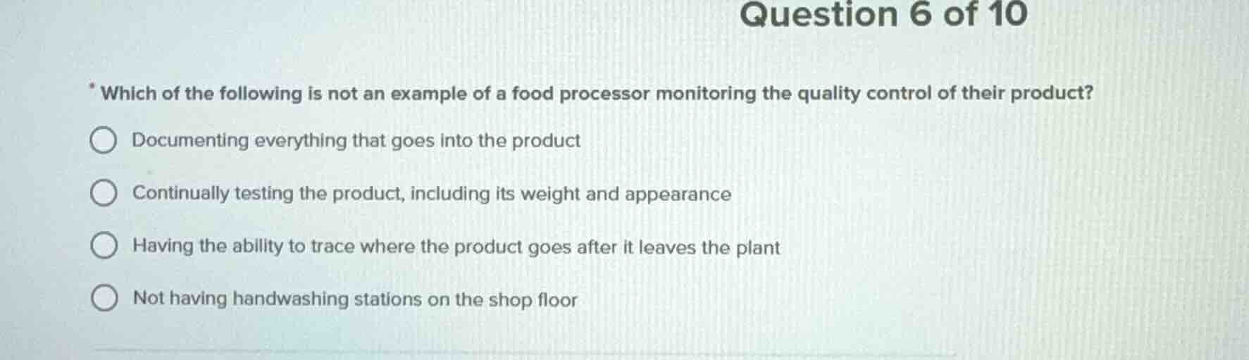 question 6 of 10 * which of the following is not an example of a food p…