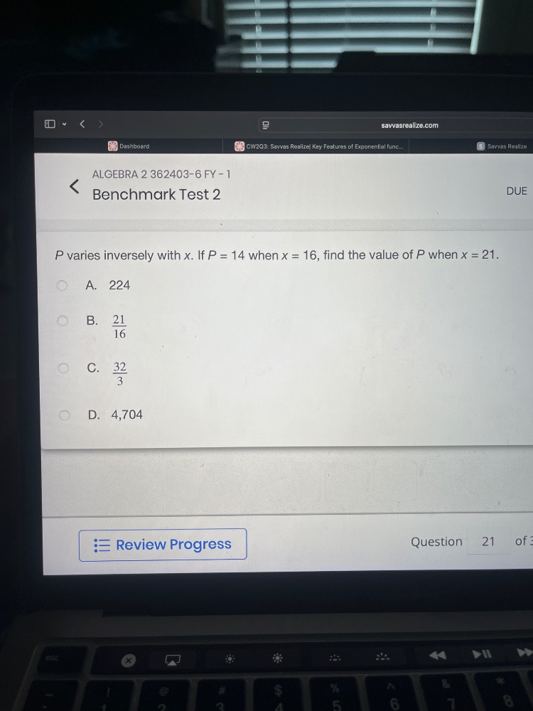 p varies inversely with x. if p = 14 when x = 16, find the value of p w…