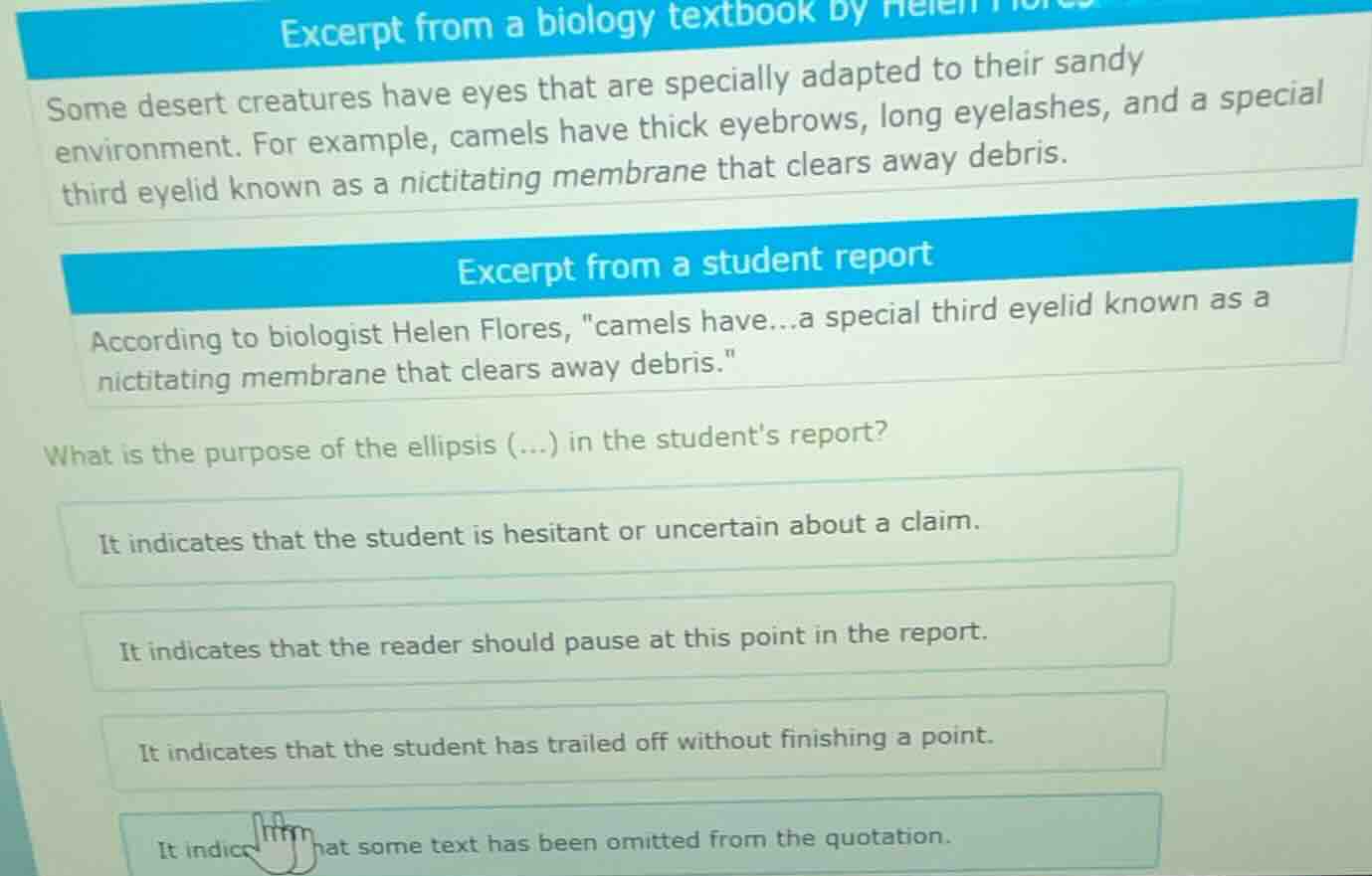 excerpt from a biology textbook by some desert creatures have eyes that…