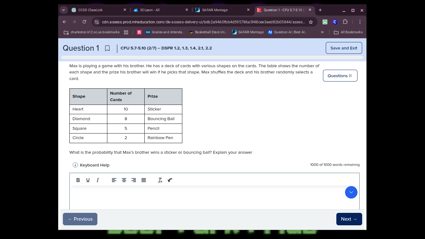 max is playing a game with his brother. he has a deck of cards with var…