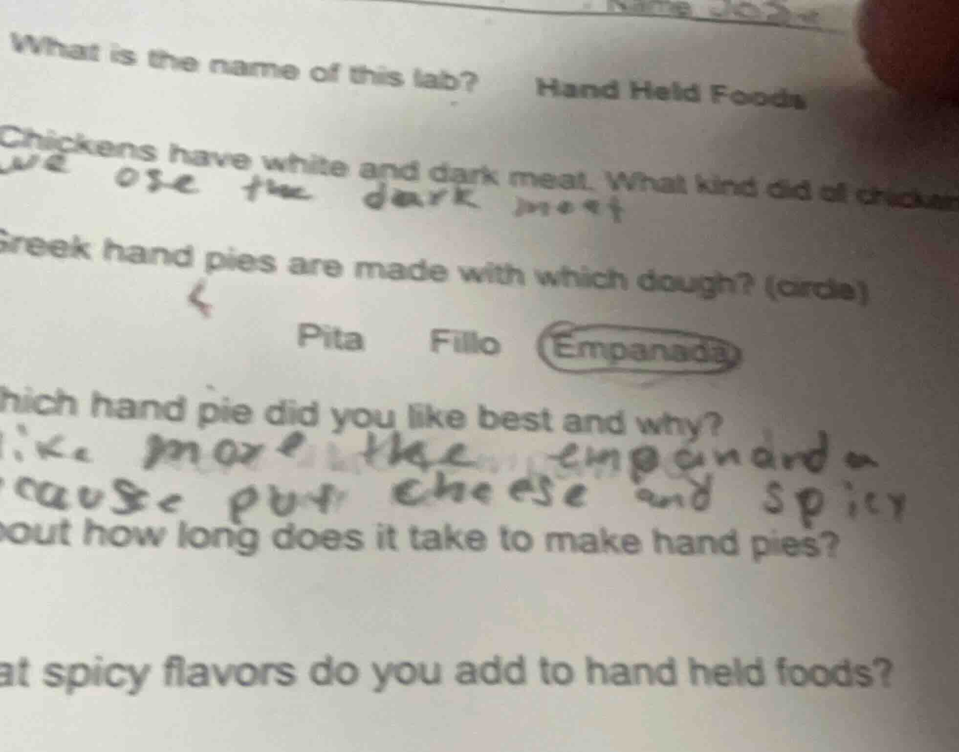 what is the name of this lab? hand held foods chickens have white and d…