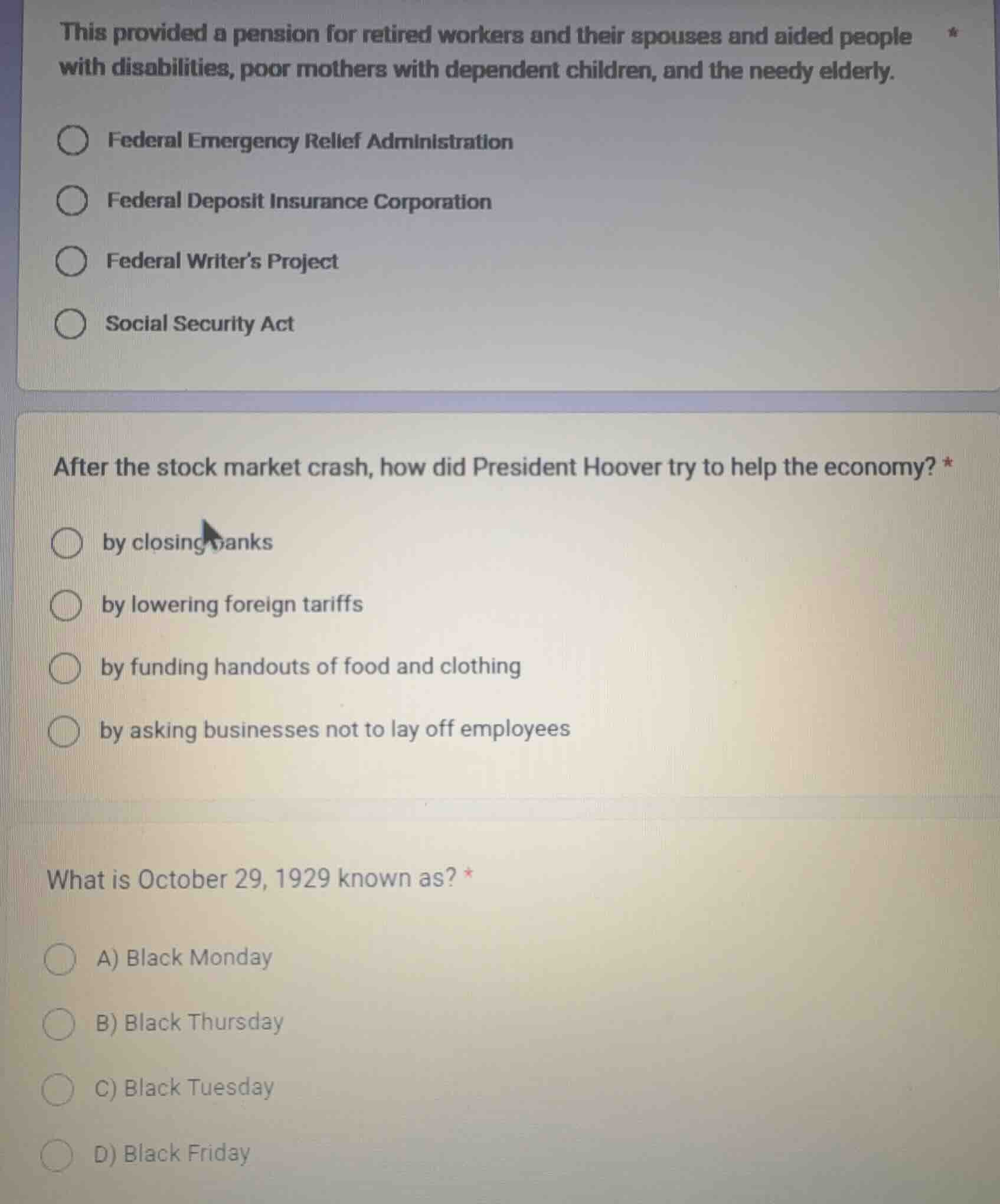 this provided a pension for retired workers and their spouses and aided…