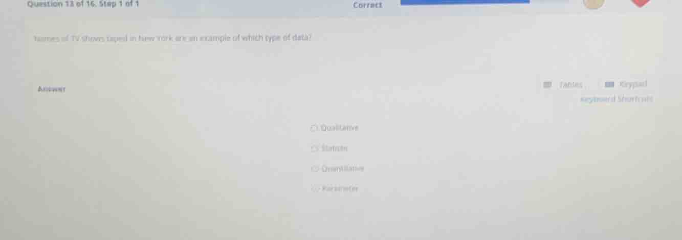 question 13 of 16, step 1 of 1 correct names of tv shows taped in new y…