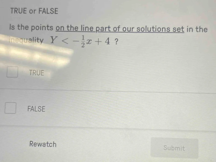true or false is the points on the line part of our solutions set in th…